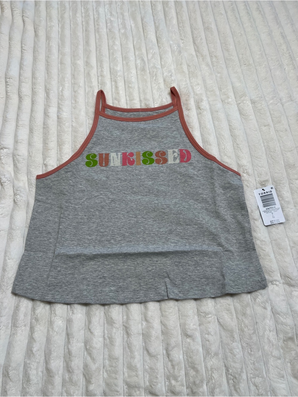 Torrid Sunkissed Gray Tank Top with Rust Trim size L